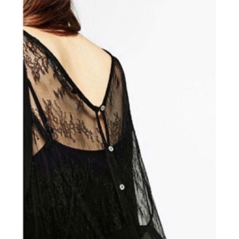 Black Zara Lace Dress with Attached Black Slip - Picture 3 of 8